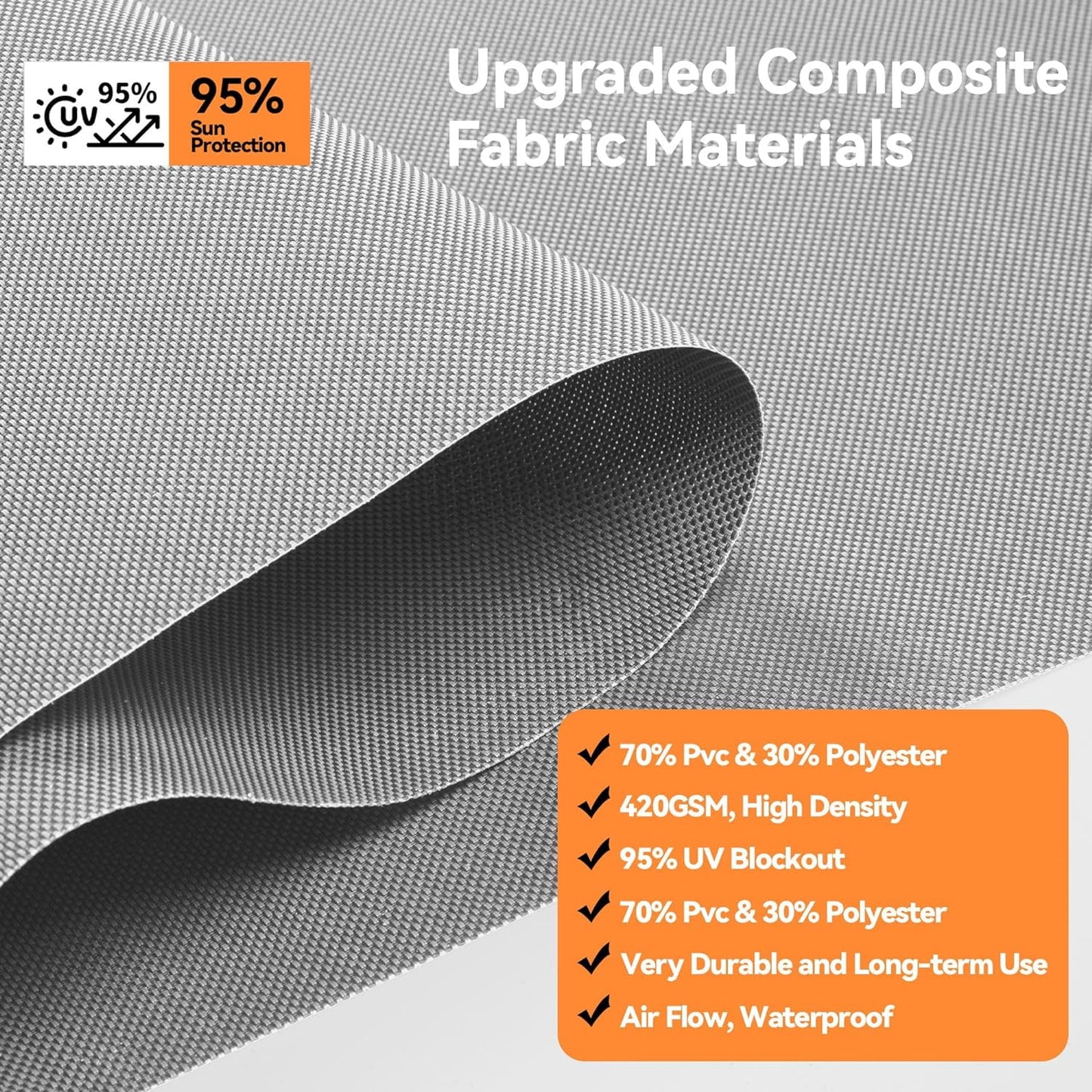 Superjoe Outdoor Roller Shades for Patio New Material with 95% UV Protection, 6'L x 6'W Blinds Roll Up for Gazebo Porch, Deck, Pergola, Blockout Waterproof Protect Privacy, Grey