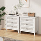 3 Drawer Dresser, Cane Nightstand with Rattan Decorated Drawers, Tall Bedside End Table for Bedroom, Living Room, Entryway