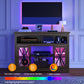 May in Color 47'' Farmhouse TV Stand with 18'' Fireplace Insert, TV Console with Adjustable Shelves, Glass Doors & LED Lights