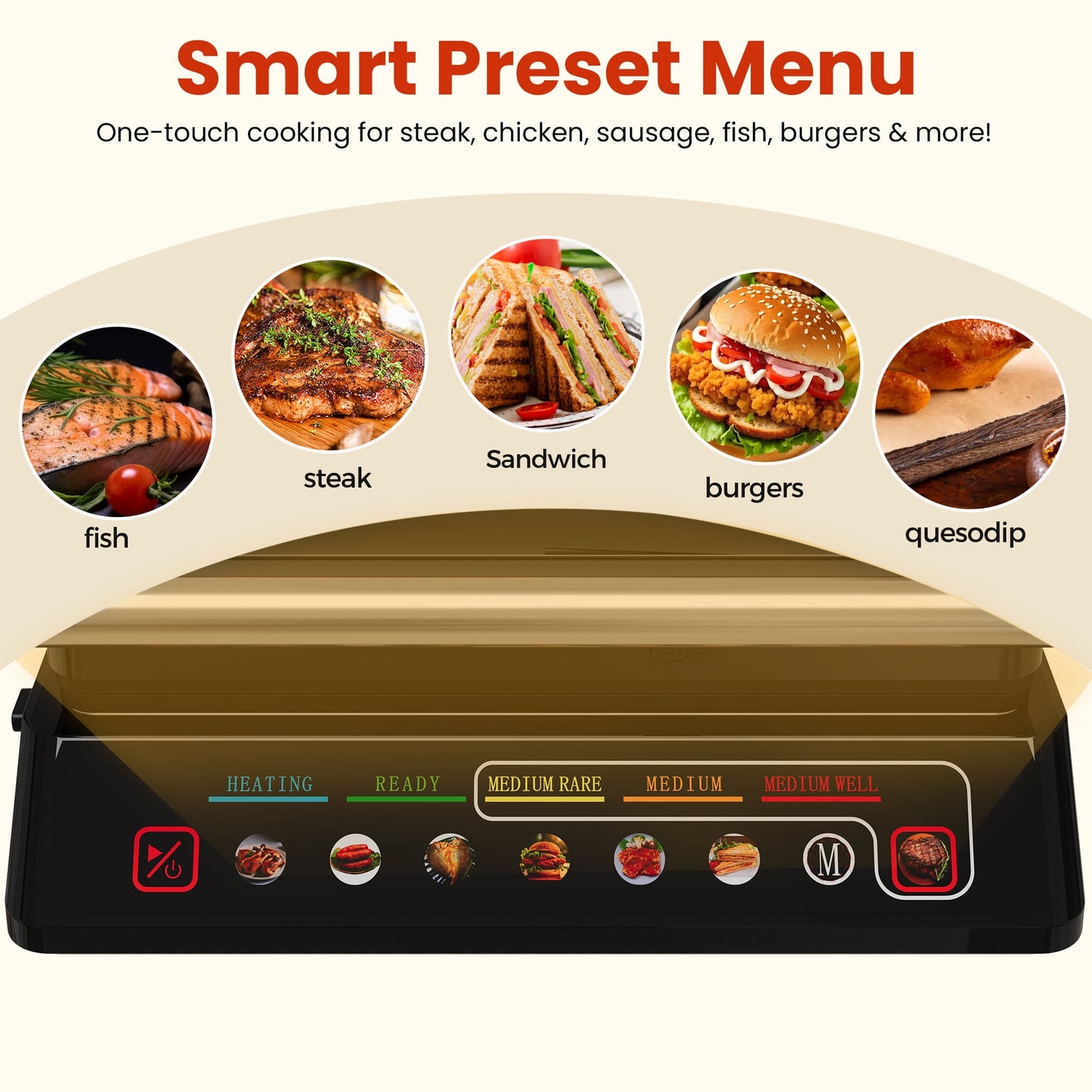 Sunvivi 3-in-1 Electric Indoor Grill & Griddle, 1600W Panini Press Sandwich Maker with 180¡ã Flat Open, Nonstick Plates, Locking Lid