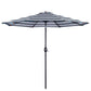 Superjoe 9 ft Striped Patio Umbrella Market Umbrella with Push Button Tilt and Crank, Blue & Brown Stripe