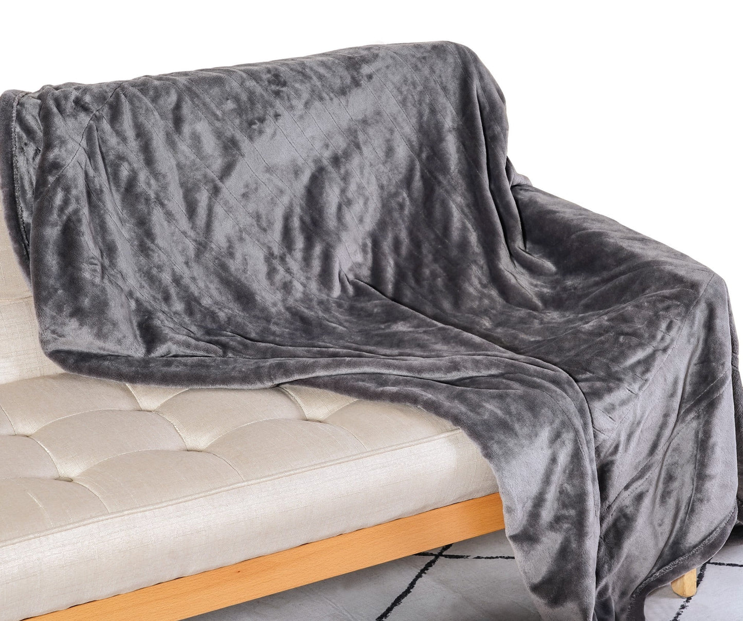 Heynemo Electric Heated Blanket, 60" x 50" Double-Layer Flannel, 4 Heat Settings and Auto-off, Holiday Gift for Family, Gray