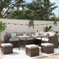 Patio Furniture Set, 7 Piece Outdoor Wicker Patio Furniture with High Curved Back Dining Sectional Sofa, Dining Table, Ottomans and Cushions, All Weather Conversation Set, Grey