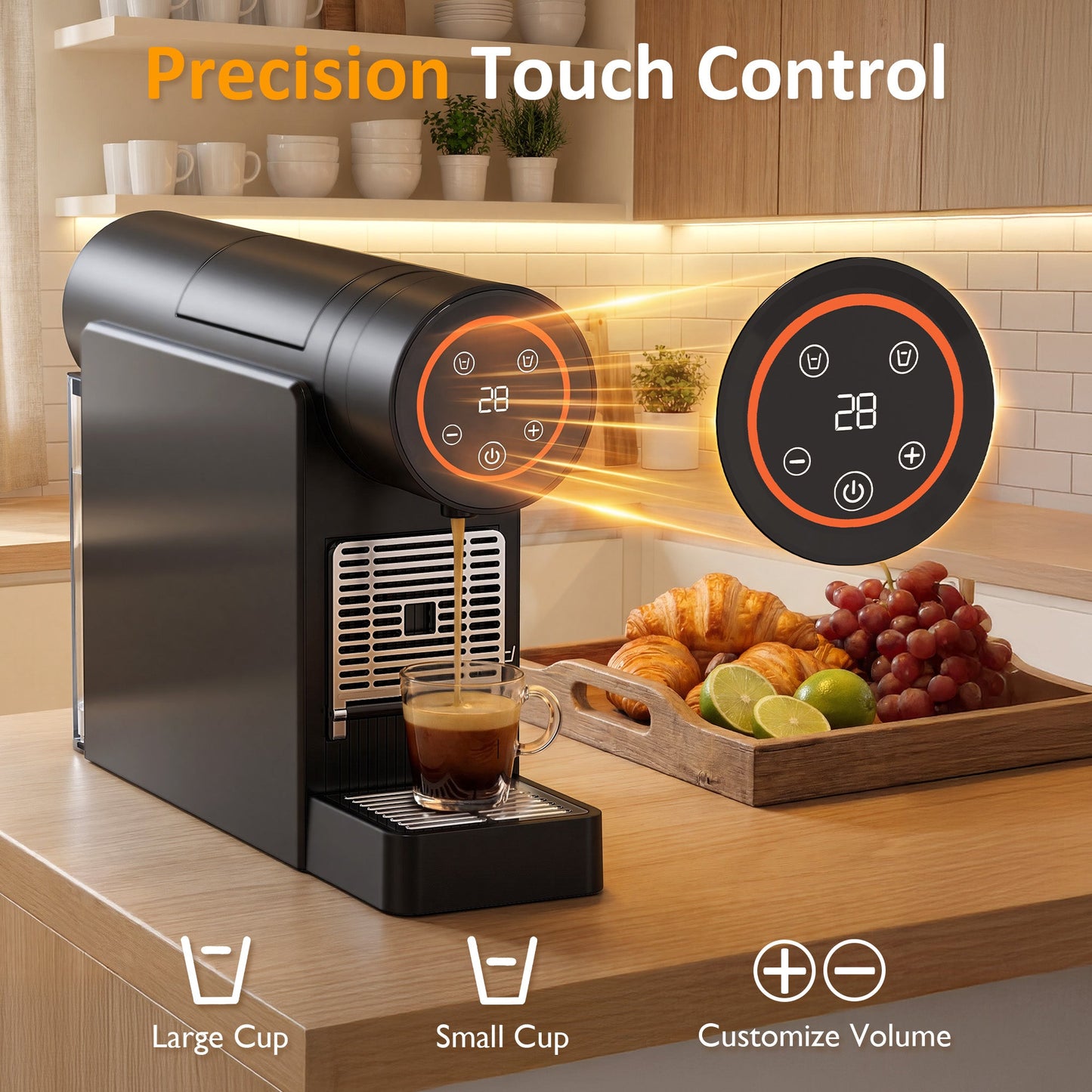 Heynemo Espresso Pod Machine for Home, Capsule Coffee Maker for NS Original Pods, 20 Bar Single Serve Mini Pod Maker with 22oz Removable Water Tank, Adjustable Cup Tray for Home & Office, Black