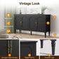 Console Cabinet, 58'' Mid Century Modern Pantry Cabinet, Wood Buffet Cabinet, Media Cabinet with 4 Doors, Accent Cabinet for Entryway, Living Room, Bedroom, Dining Room