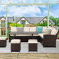 Superjoe High Curved Back 7-Piece Wicker Dining Sectional Sofa with Dining Table and Chair, Ivory
