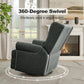 RoyalCraft Swivel Recliner Chair, Comfy Glider Rocking Chairs with Lumbar Pillow and Footrest, Upholstered Swivel Rocking Chair for Bedroom,Nursery, Dark Grey