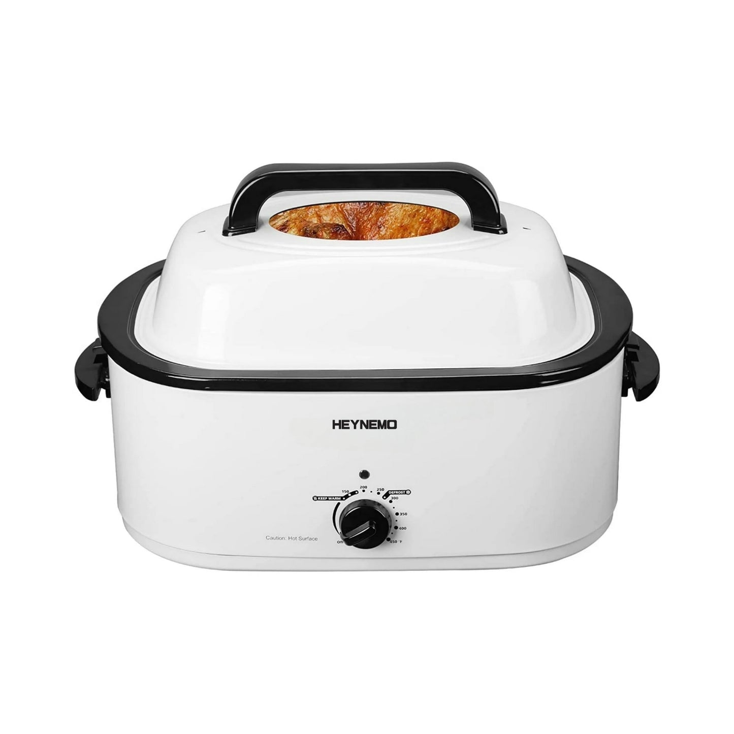 24 Quart Electric Roaster Oven Stainless Steel Roaster Pan With Self-Basting Lid Removable Insert Pot, White