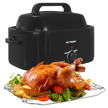 Superjoe 24 Quart Roaster Oven with Self-Basting Lid, Stainless Steel, Black