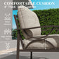 Heynemo 5 Seater Outdoor Patio Furniture Set, 6 Piece Patio Conversation Set with Grey Table and Ottomans, Metal Furniture Set for Porch Backyard Garden, Grey