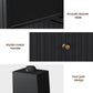 Heynemo Black Fluted Nightstand with 2 Drawers, Modern Wooden Sofa Table for Small Spaces, Tall End Table for Bedroom, Living Room