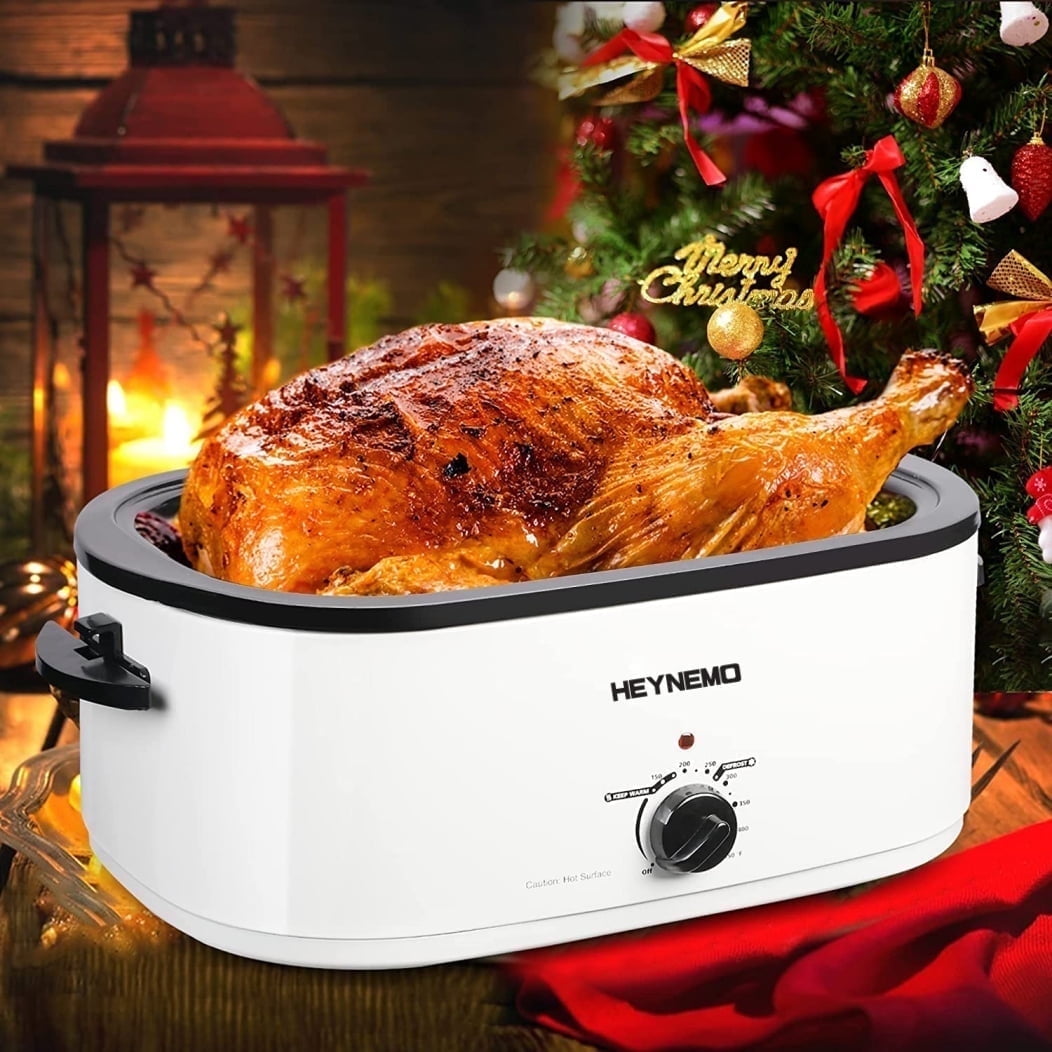 Superjoe 26 QT Electric Roaster Oven, Stainless Steel Turkey Roaster Pan, Self-Basting Lid Removable Insert Pot for Gathering and Dining