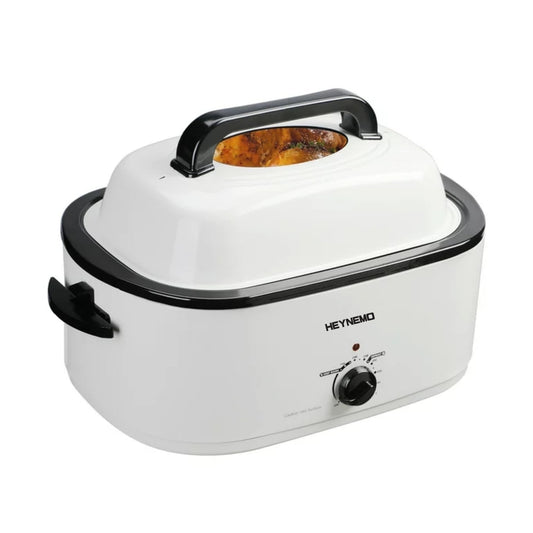 Superjoe 26 QT Electric Roaster Oven, Stainless Steel, Self-Basting Lid Removable Insert Pot, White