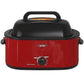 Sunvivi 26QT Electric Turkey Roaster Oven with Visible Glass Lid,Removable Pan & Rack, Stainless Steel,Red