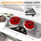 Sunvivi Dual 1800W Burner Electric Ceramic Stove - Knob Control, Indicator Light - Silver