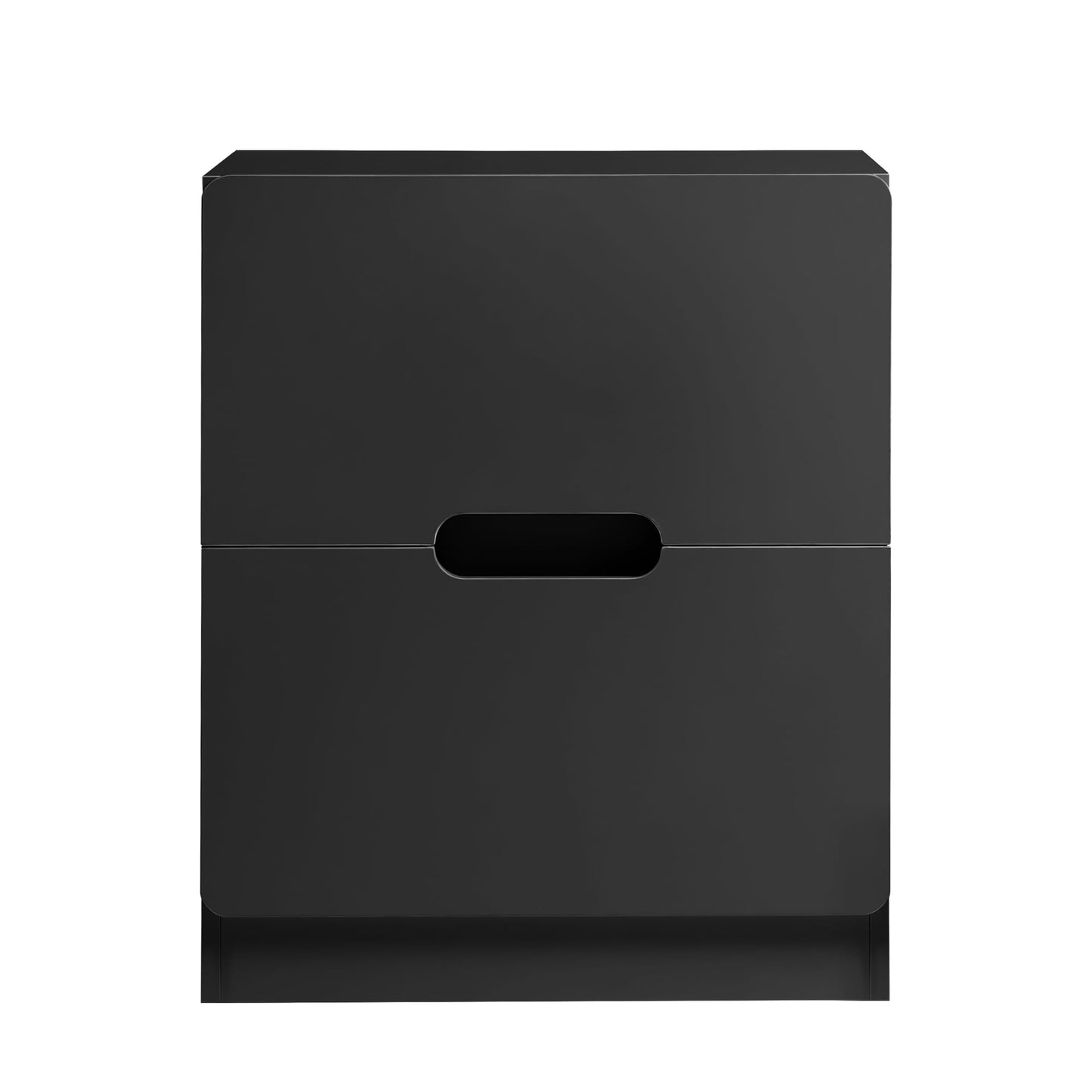 Heynemo Handless Nightstand with 2 Drawers, Modern End Table for Bedroom, Living Room, Hallway, Black