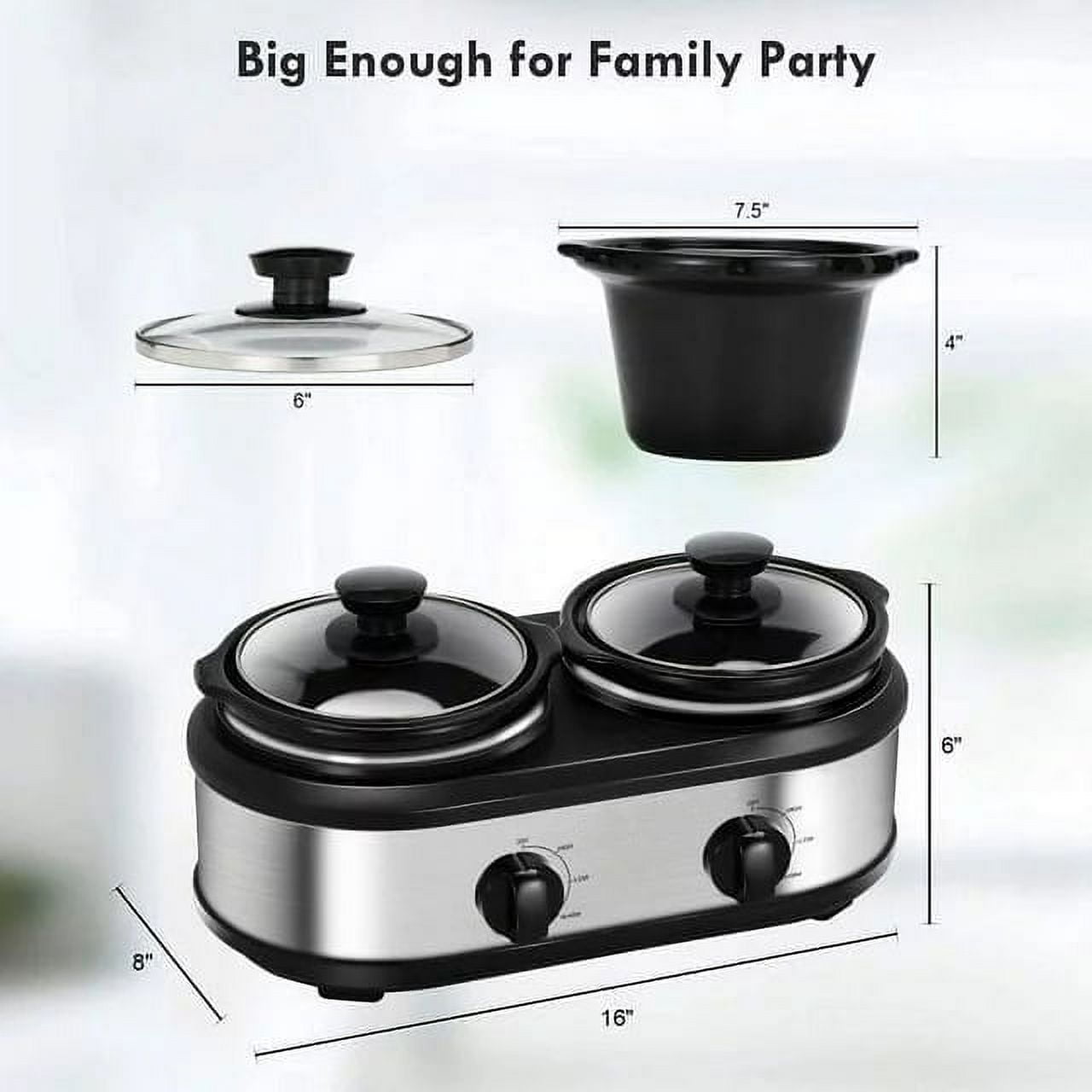 Superjoe Dual Pot Electric 2.5 qt Slow Cooker
