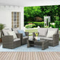 Superjoe 4 Pcs Outdoor Patio Furniture Sets,Wicker Conversation Set Rattan Sofa with Coffee Table and Cushions, Gray