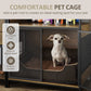 Dog Crate Furniture with Display Shelf, Decorative Dog Crate with Dog Bowl, Cat Litter Box Furniture Industrial Bookshelf, Furniture Style Dog Crate for Medium Dog, Brown