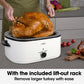 RoyalCraft 22 Quart Electric Roaster Oven with Visible & Self-Basting Lid, Stainless Steel, White