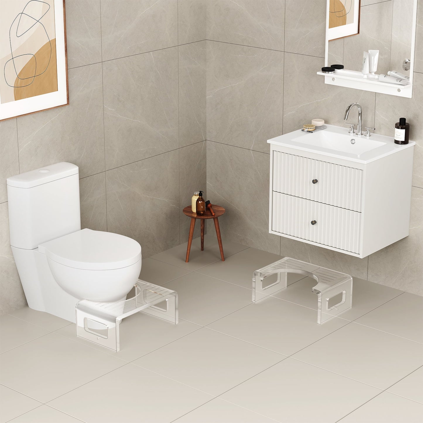 7'' Tall Acrylic Toilet Stool, Modern Non-Slip Potty Stool for All Ages, Men & Women, Squatting Toilet Stool for Bathroom, Toilet Step Stool Foot Rest Stool