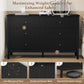 Black 6-Drawer Modern Wood Dresser, Fluted Chest with Ball Bearing Slide, Bedroom or Living Room Storage