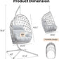 Heynemo Hanging Egg Chair with Stand, Outdoor Patio Wicker Hanging Egg Chair, Egg Swing Chair with Stand 350lbs Capacity for Garden, Balcony, Bedroom, Beige & Gray
