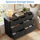 May in Color Dresser for Bedroom with 7 Drawers, Wood Drawer Organizer for Bedroom, Living Room, Hallway, Black