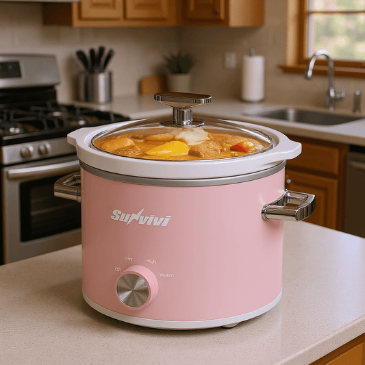 2QT Small Slow Cooker with Removable Ceramic Pot, 3 Heating Settings, Dishwasher-Safe Glass Lid, Pink