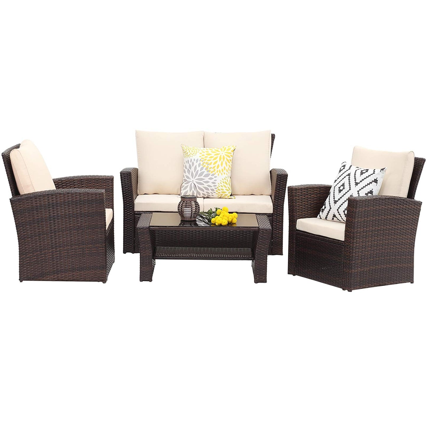 4 Piece Wicker Conversation Set