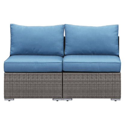 2 Pieces Outdoor Wicker Armless Sofa