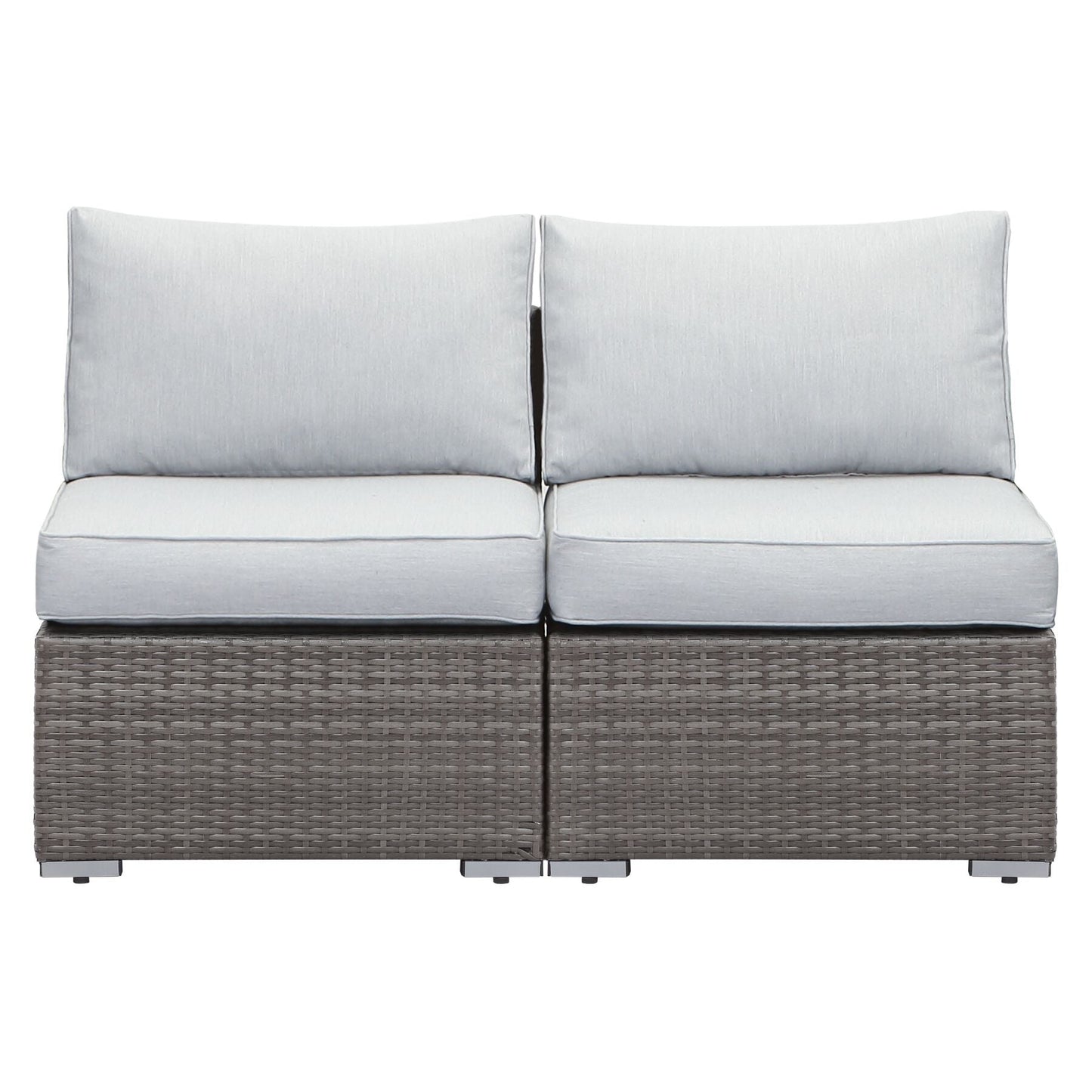 2 Pieces Outdoor Wicker Armless Sofa