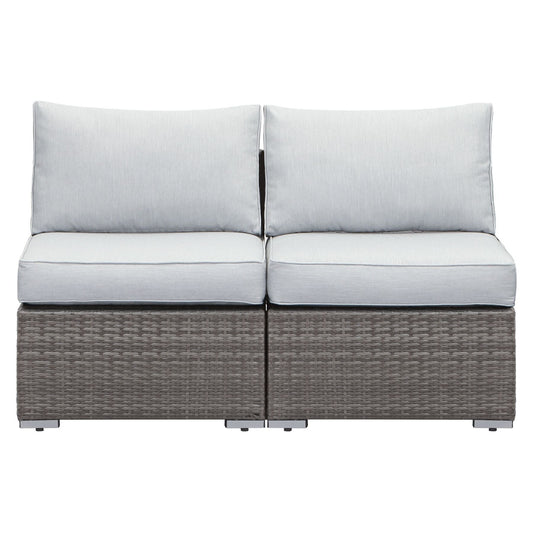 2 Pieces Outdoor Wicker Armless Sofa