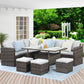 7 PCS Outdoor Dining Table Chair with Ottoman