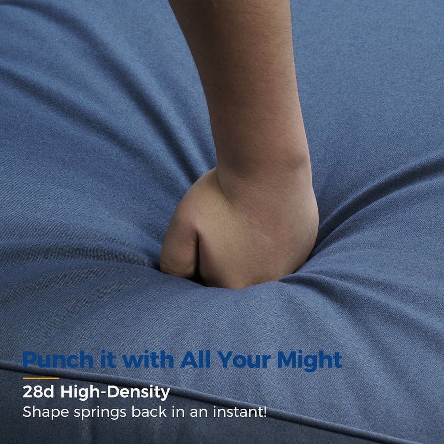 Superjoe 4 Pcs Aluminum Outdoor Furniture Set 5 Seats Patio Conversation Sofa Set Sectional Counch with Coffee Table Black Frame Blue Cushion