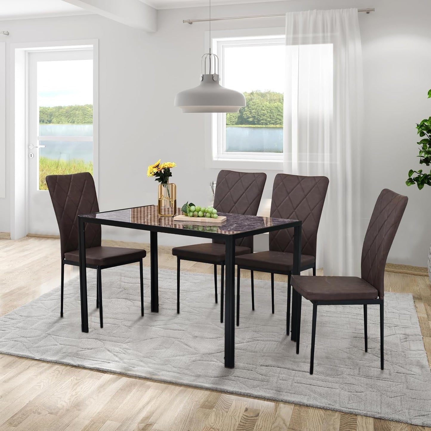 RoyalCraft  47" Dining Table for 2-4People, Rectangular Kitchen & Dining Room Tables for Eating Dinner¡ê?Black