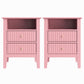 May in Color Pink Fluted Nightstand with 2 Drawers Set of 2, Modern Wooden Sofa Table with Storage for Small Spaces, Tall End Table for Bedroom,Living Room, Couch Coffee Table