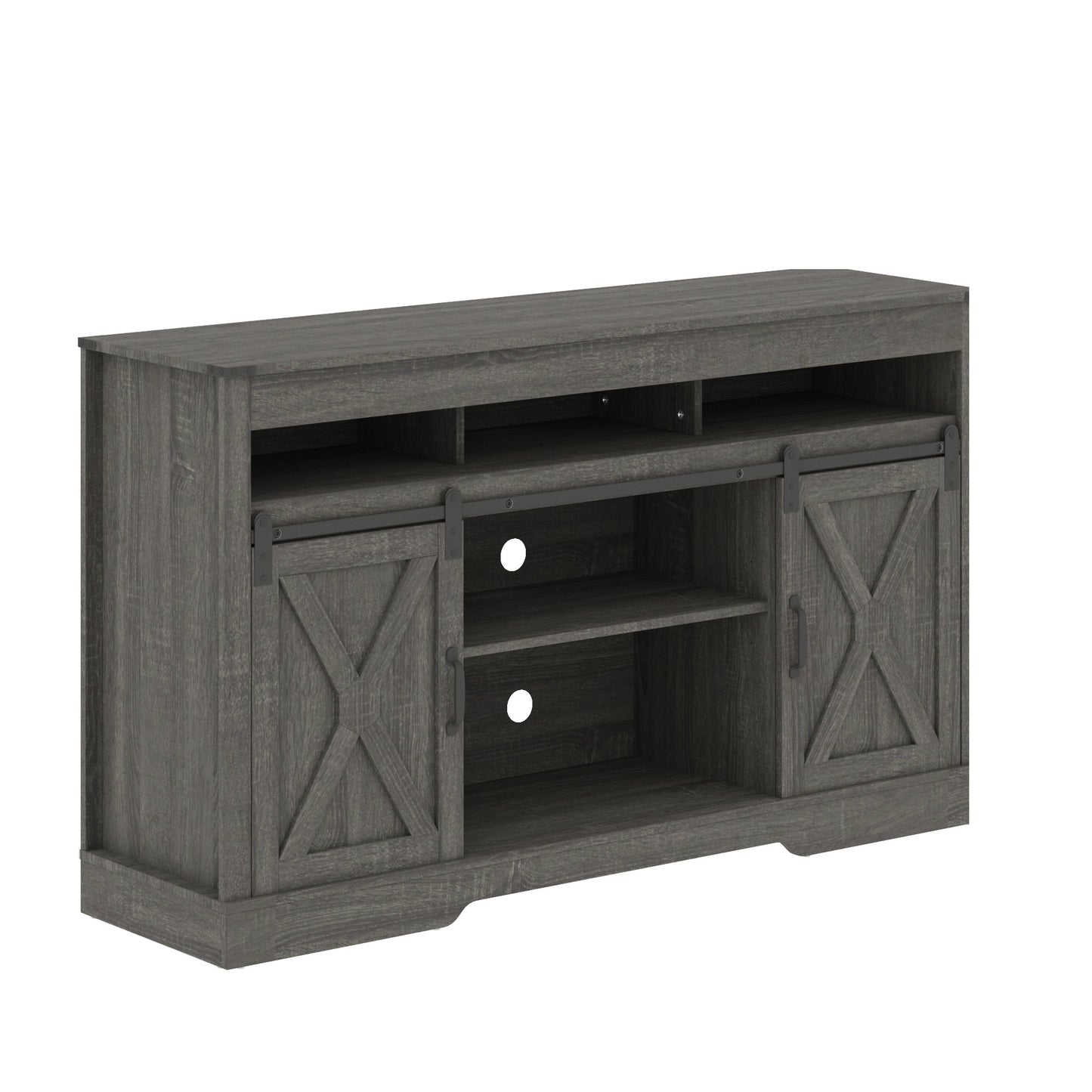 Heynemo TV Stand for 70" TVs, Modern Media Console Storage Cabinet with Sliding Barn Doors, Wooden Entertainment Center for Living Room Bedroom, Dark Gray