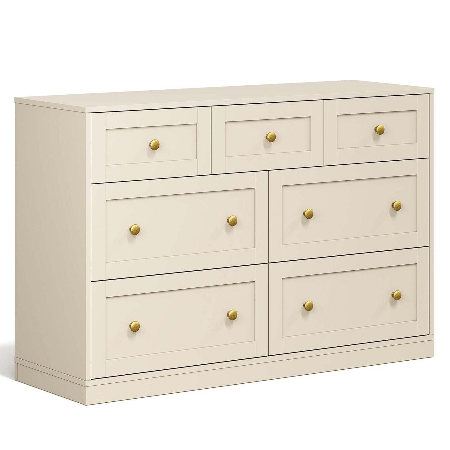 May in Color Dresser for Bedroom with 7 Drawers, Wood Drawer Organizer for Bedroom, Living Room, Hallway, Beige