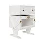 Heynemo White Nightstand with LED Light Strips 360¡ã Rotating Drawer, Modern End Table with Glass Door Storage, Wood Bedside Table Cabinet for Living Room, Bedroom