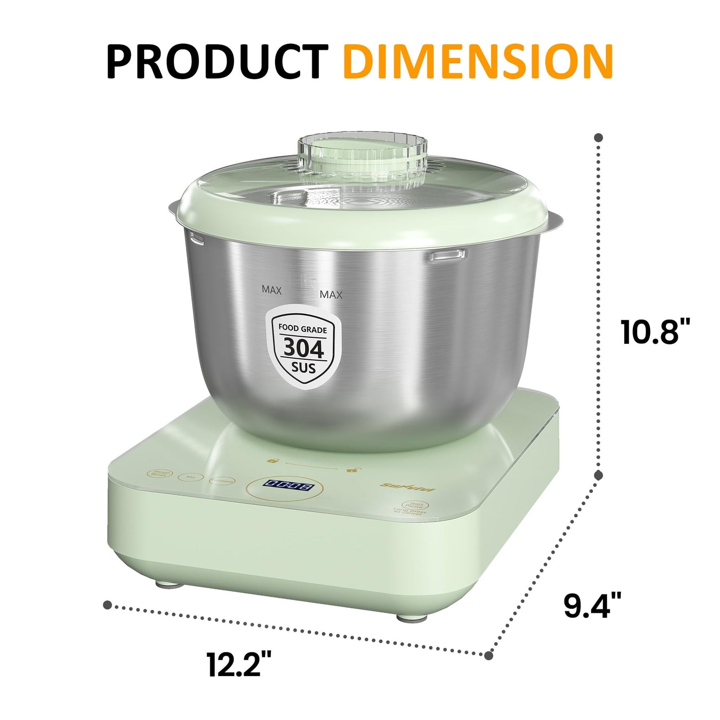 RoyalCraft Electric Dough Maker with Weighing Function,5.2QT Dough Mixer with Ferment Function,Household Dough Maker Kitchen Flour Kneading Machine with Stainless Steel Bowl,Face-up Touch Panel