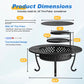 Heynemo 3 in 1 Outdoor Fire Pit for BBQs, Bonfire, Picnic, Wood Burning Fireplace with 2 Grill, Lid, and Fire Poker, 43'' Metal Round Table for Patio, Garden, Backyard