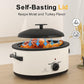 Superjoe 8QT Electric Roaster Oven, Self-Basting Lid, Defrost Warm Function, Removable Pan and Rack, Stainless Steel, White