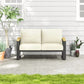 Mayincolor Aluminum Outdoor Armchair, 2 Pieces All-Weather Metal Patio Single Sofa, Patio Conversation Set for Porch Backyard Garden, Beige