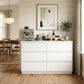 May in Color 6 Drawer Dresser with Charging Station for Bedroom, White