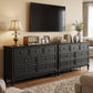 May in Color 7 Drawer Dresser with Solid Wood Legs for Bedroom, Living Room, Hallway, Black