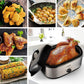 CozyHom 20 Quart Electric Roaster Oven Stainless Steel Roaster Oven, Self-Basting Lid Removable Insert Pot, Silver