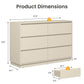 Heynemo Dresser with 6 Drawers for Bedroom, Chest of Drawer with Charging Station for Living Room, Beige