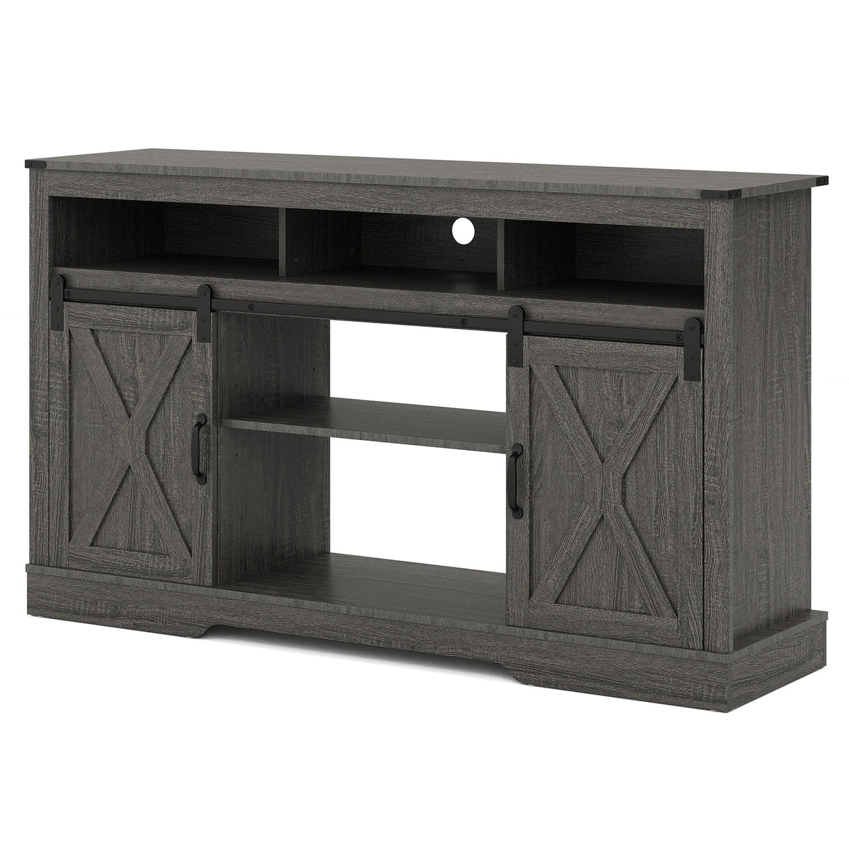 Royalcraft Adjustable Shelves Television Stand, Dark Grey, 58" x 34" x 16", 109 lbs