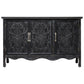 Heynemo Vintage Sideboard Buffet Cabinet with 3 Carved Doors and Adjustable Shelves, Wood Credenza for Kitchen, Dining Room, Living Room, Bedroom, Black